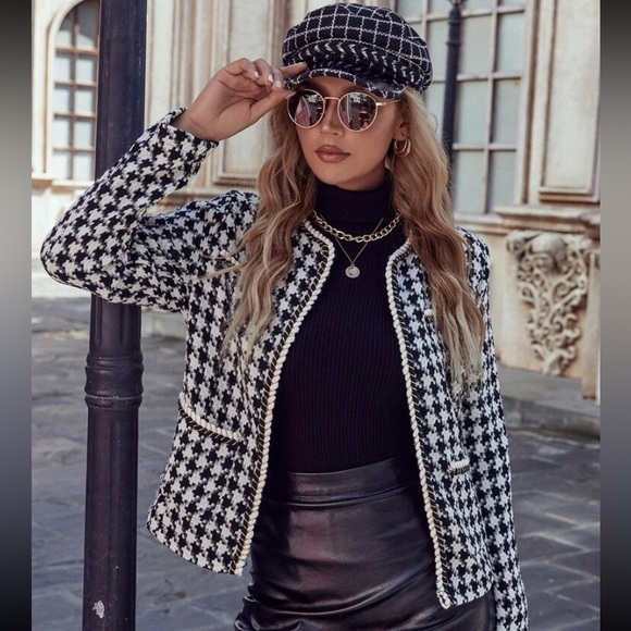 Jackets & Blazers - Fall Aesthetic Houndstooth lightweight Jacket